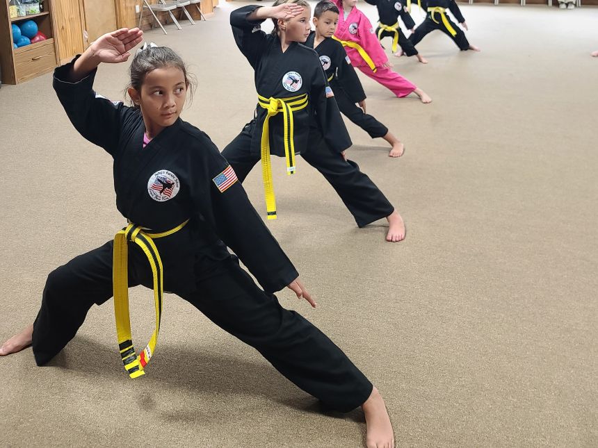 Kids practicing karate